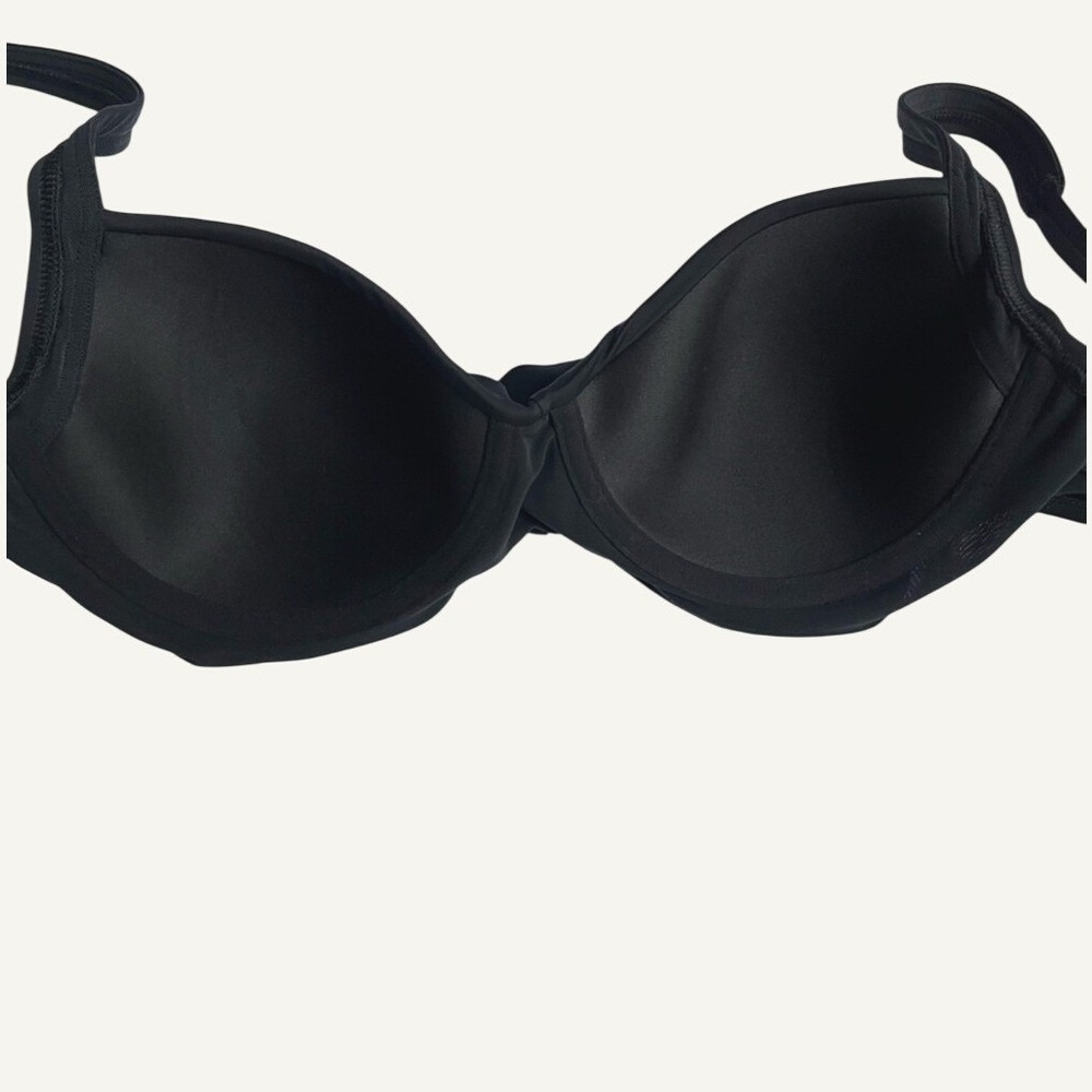 Lands End Swim Twist Wrap Front Bikini Top Womens 8 Black Underwire NWOT - Picture 6 of 11